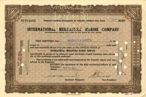 International Mercantile Marine - Co. that Made the Titanic - Stock Certificate